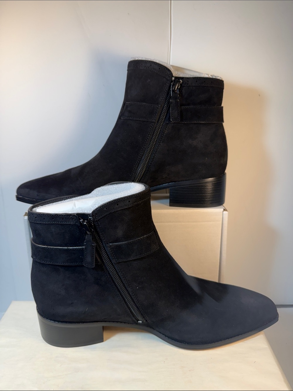 Cole Haan Black Suede Ankle Booties with Side Zip